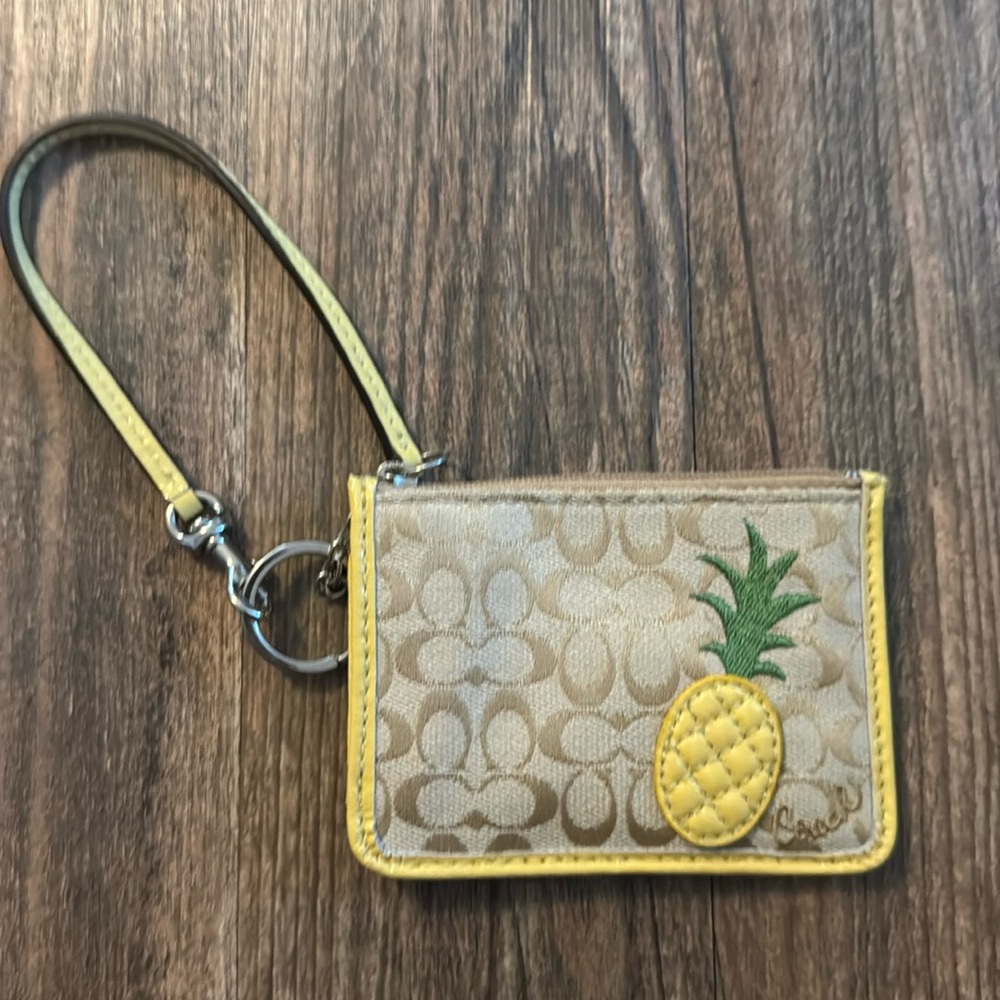 Coach Pineapple Wristlet/Keychain/Card carrier